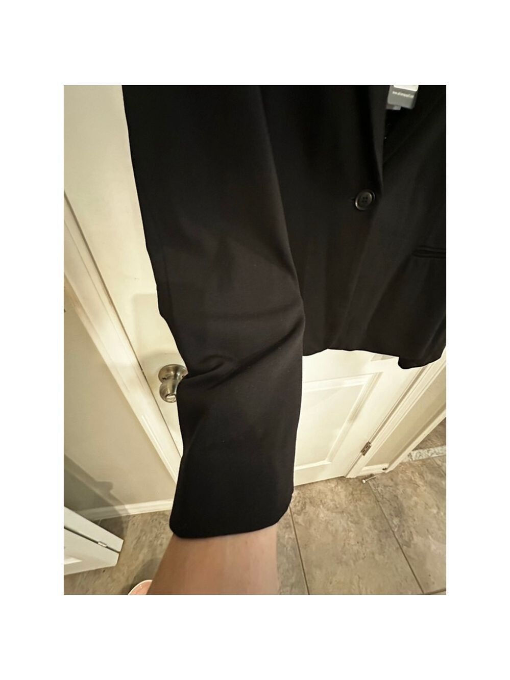 Adrianna Papell Black L Ponte Blazer Jacket with White Polka Dot Lining - Picture 6 of 9